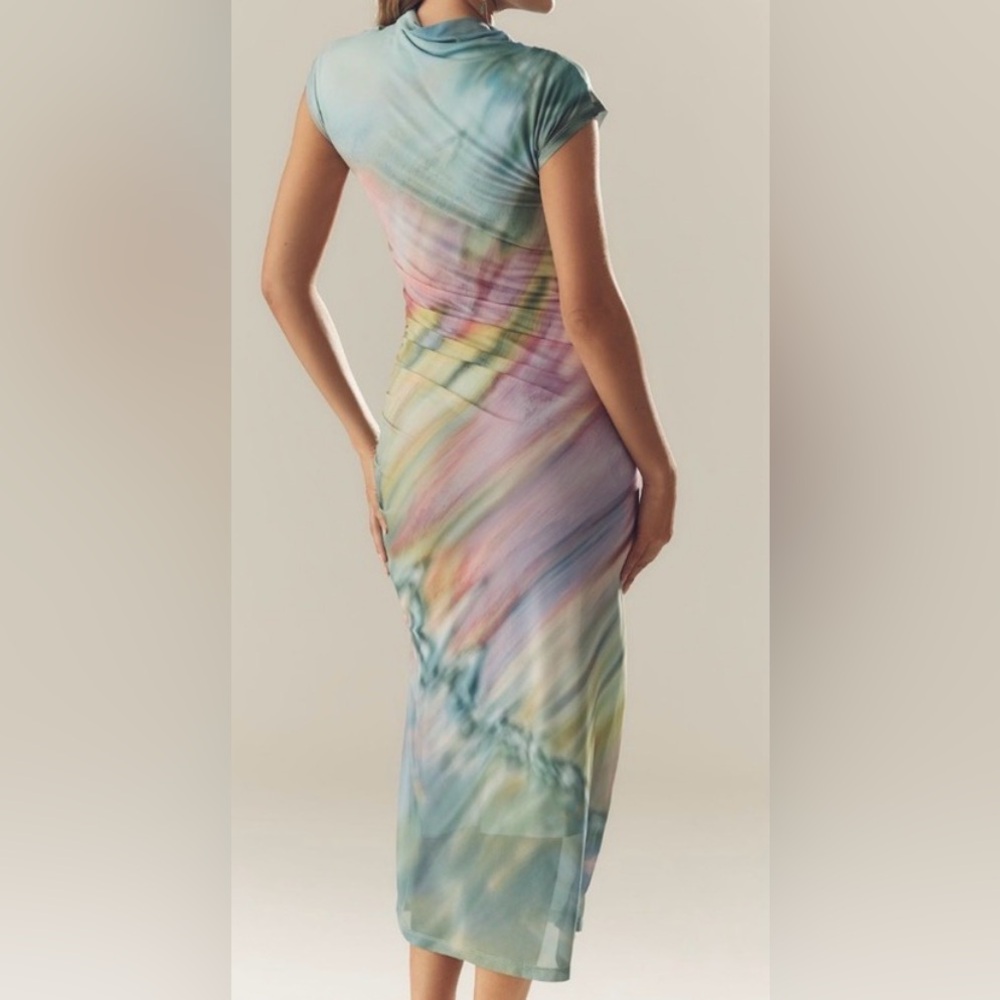 Anthropologie The Maya Ruched Cowl Neck Mesh Dress - NWT! - Picture 5 of 8